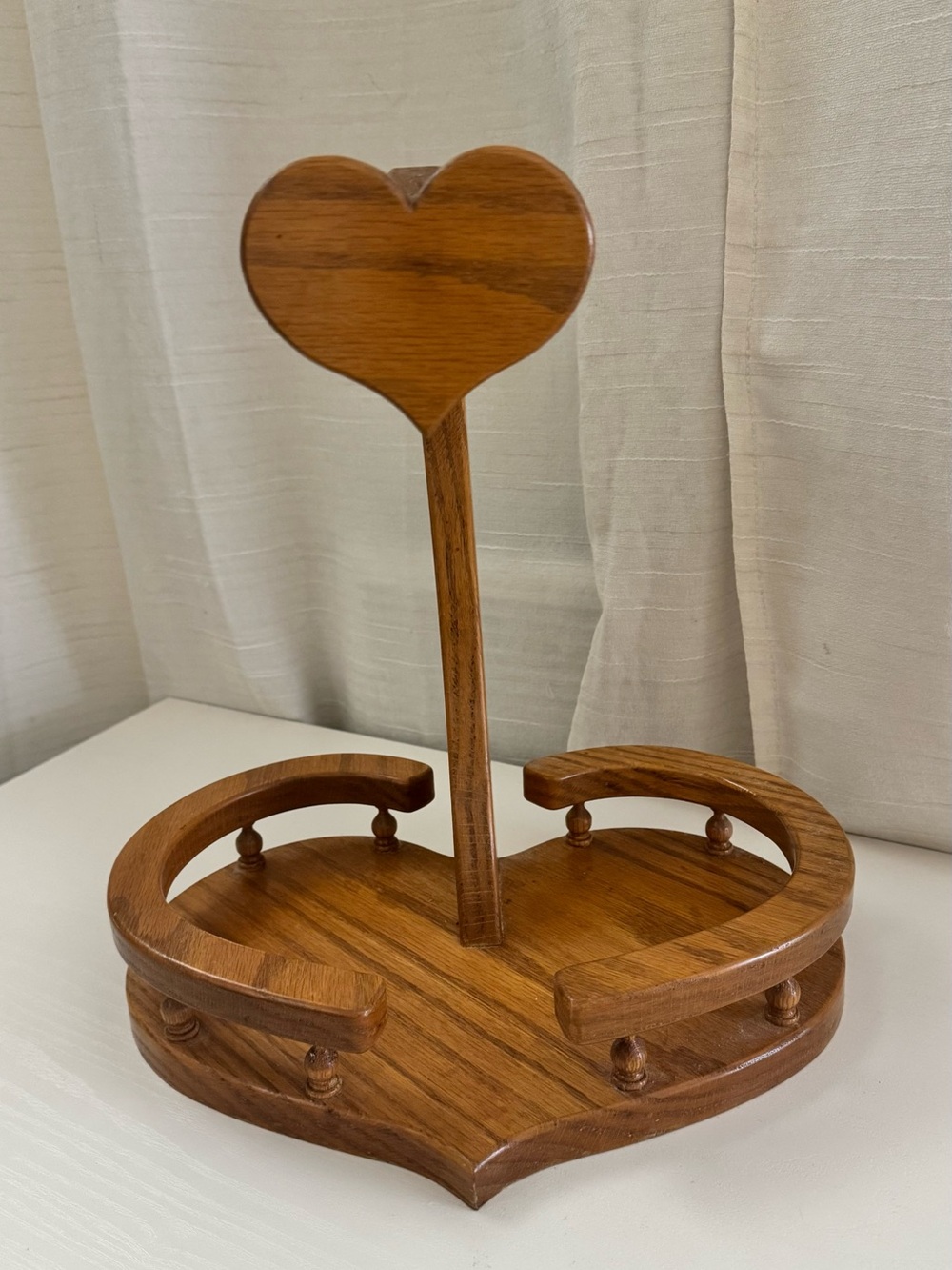 Wooden Heart-Shaped Serving Stand in Brown